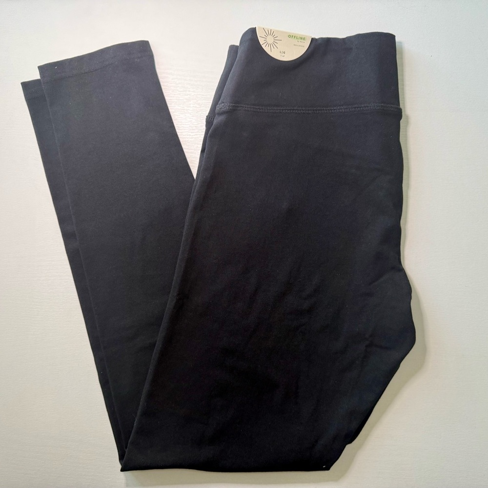 Aerie Black Regular Rise Leggings
